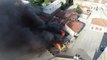 (BURSA - drone) Bursa'da tarihi çarşıda korkutan yangın