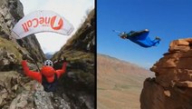 Speedflying Through A Narrow Pass & Going Wingsuit Flying