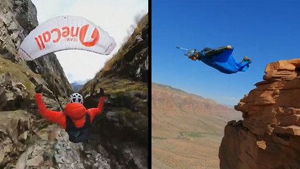Speedflying Through A Narrow Pass & Going Wingsuit Flying