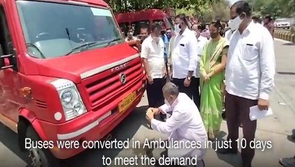 కోవిడ్‌ ఎఫెక్ట్‌: మినిబస్సులను అంబూలెన్స్‌లుగా..