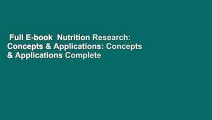 Full E-book  Nutrition Research: Concepts & Applications: Concepts & Applications Complete