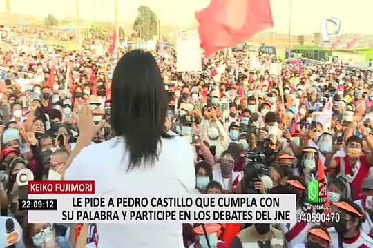 Keiko Fujimori solicita a Castillo que participe de debates: No te chupes Pedro, no te chupes
