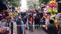 Shoppers throng Sarojini Market __ Flea market shopping __ Crowded market during Covid pandemic
