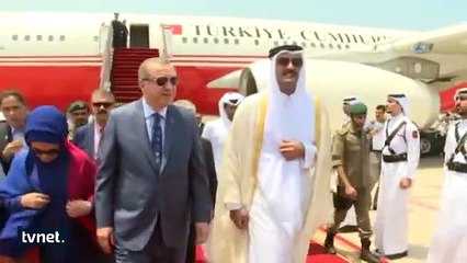 Cumhurbaşkanı Erdoğan Katar'da böyle karşılandı