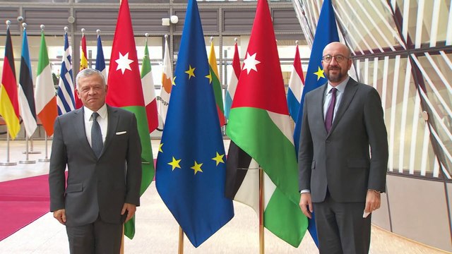 His Majesty King Abdullah II Al Hussein, King of Jordan welcomed in EU Council by President Michel