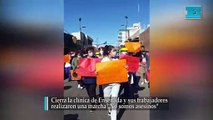 Cierra la clínica de Ensenada y sus trabajadores  realizaron una marcha