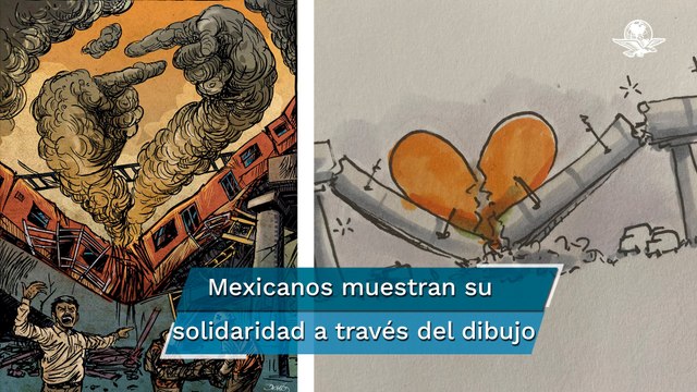 Un corazón partido y tres ilustraciones de rabia y tristeza por accidente en Metro Olivos