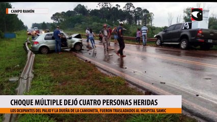 Choque múltiple en Campo Ramón dejó cuatro personas heridas