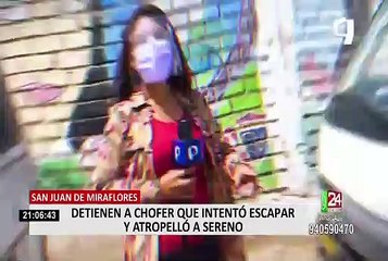 Chofer de combi impacta a moto y sereno por escapar de operativo en SJM