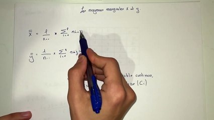 Comment calculer les moyennes marginales de x et de y ?Statistiques S1