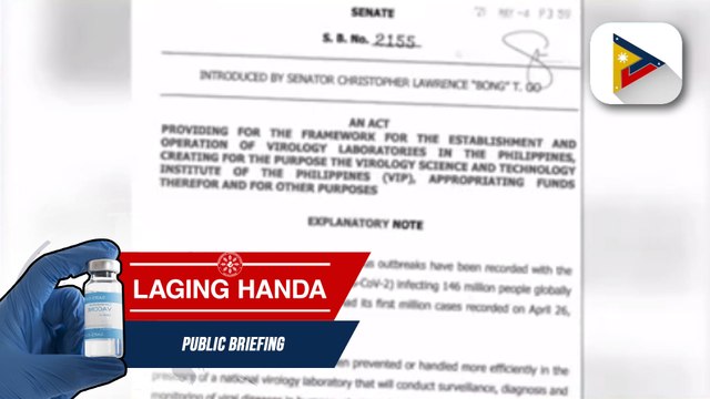 #LagingHanda | Senate Bill 2155 o 'Virology Science and Technology Institute of the Philippines Act of 2021,' inihain sa Senado