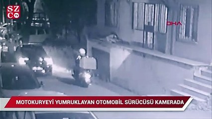 Uzun farları söndürmesini isteyen kuryeyi böyle yumrukladı