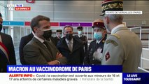 Emmanuel Macron inaugure le vaccinodrome du parc des Expositions à Paris