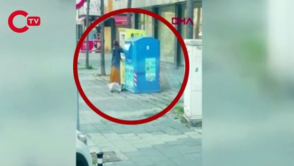 Tuzla’da giysi kumbarasını akılalmaz yöntemle boşalttı; O anlar kamerada