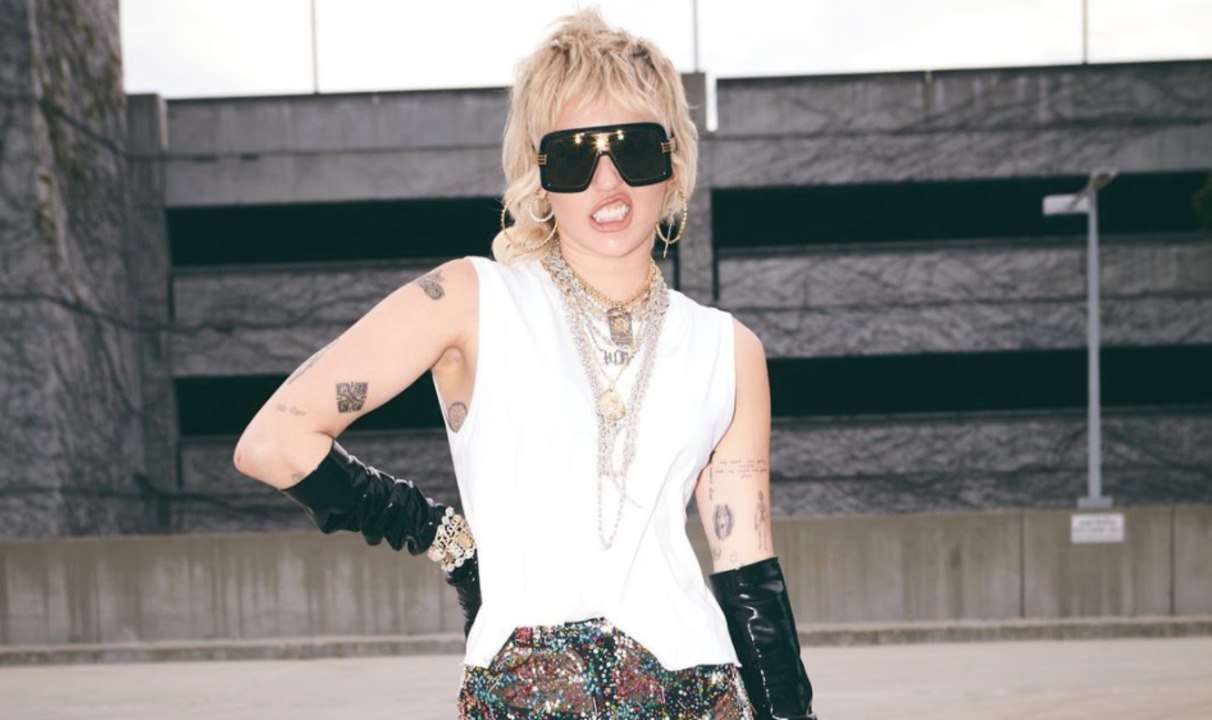 Miley Cyrus Wore Completely Sheer Feathered Pants