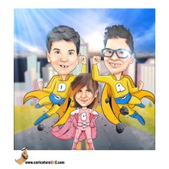 Kids Superhero's Animated Caricature