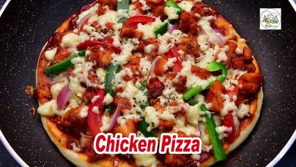 No Oven Chicken Pizza/ Chicken Pizza On Pan/ Chicken Pizza Recipe