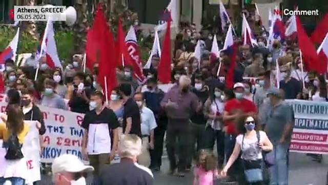 Manifestaciones en Grecia por el Día del Trabajo y contra la flexibilización de la jornada laboral