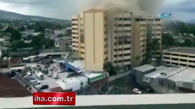 Alevlerin ortasında kalınca aşağı atladı