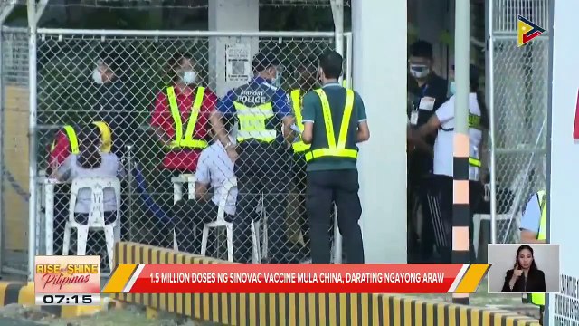 1.5 million doses ng Sinovac vaccine mula China, darating ngayong araw