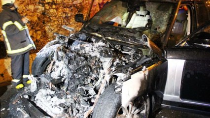 Eski milletvekili Süleyman Bölünmez alev alev yanan araçtan canını zor kurtardı