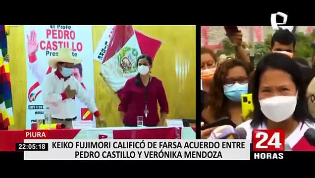 Keiko Fujimori califica de farsa la alianza entre Pedro Castillo y Verónika Mendoza