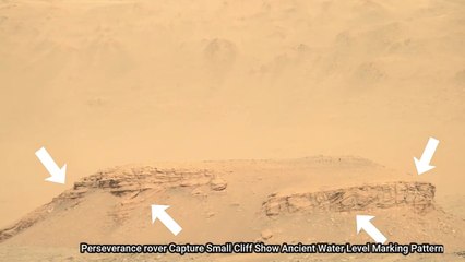 Mars Perseverance Find Small Mountain with Water Level Plates Like Pattern on Re