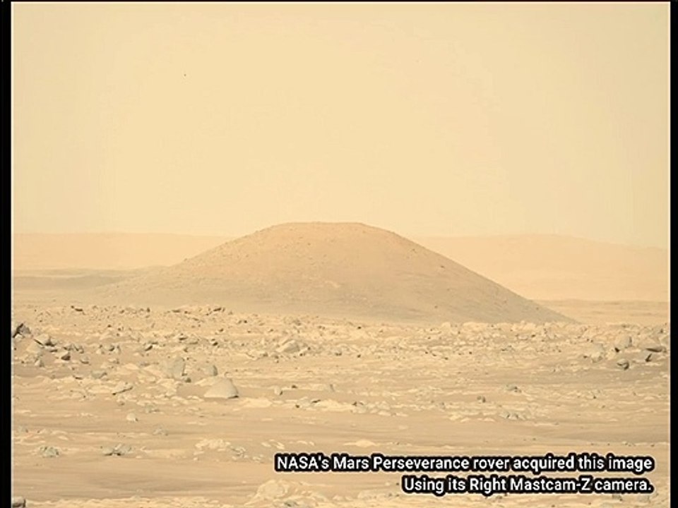 Mars Perseverance Capture Volcanic Hill Covered with Five Black Planets on Mars