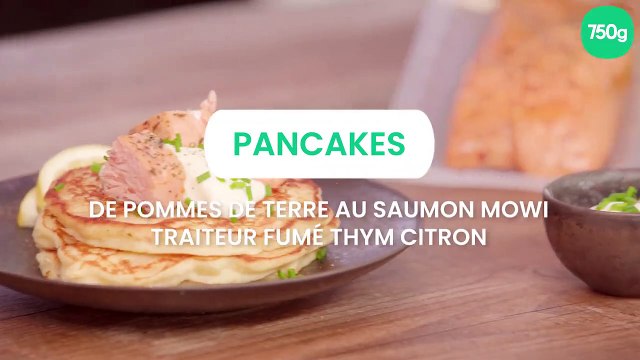 Pancakes de pommes de terre au saumon MOWI Traiteur fumé thym citron