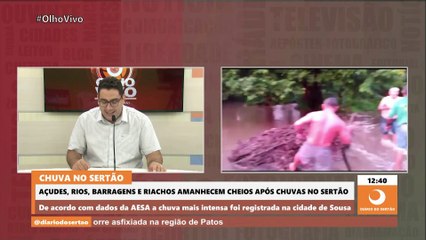 Açudes, rios e barragens amanhecem cheios após chuvas nas regiões de Cajazeiras, Sousa e Catolé do Rocha