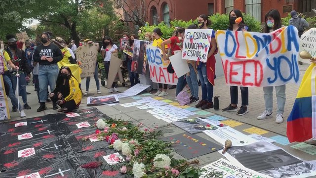 Colombianos exigen en Washington que cese la represión contra las manifestaciones