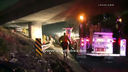 Fatal Suv Crash Wedged Under Bridge / Boyle Heights   Raw Footage