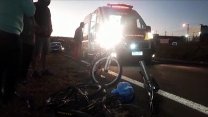 Ciclista fica ferida após ser atingida por carro na via marginal da BR-277, no XIV de Novembro
