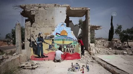Suriyeli grafiti sanatçısı Aziz'den Filistin halkına destek