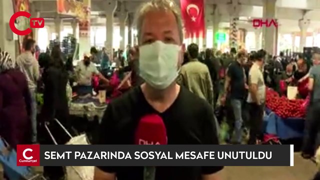 İzmit'te semt pazarında sosyal mesafe unutuldu