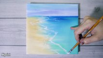Easy Beach Acrylic Painting Tutorial For Beginners | Learn How To Paint