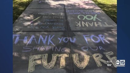 Students decorate sidewalks to thank teachers at Desert Ridge Junior High