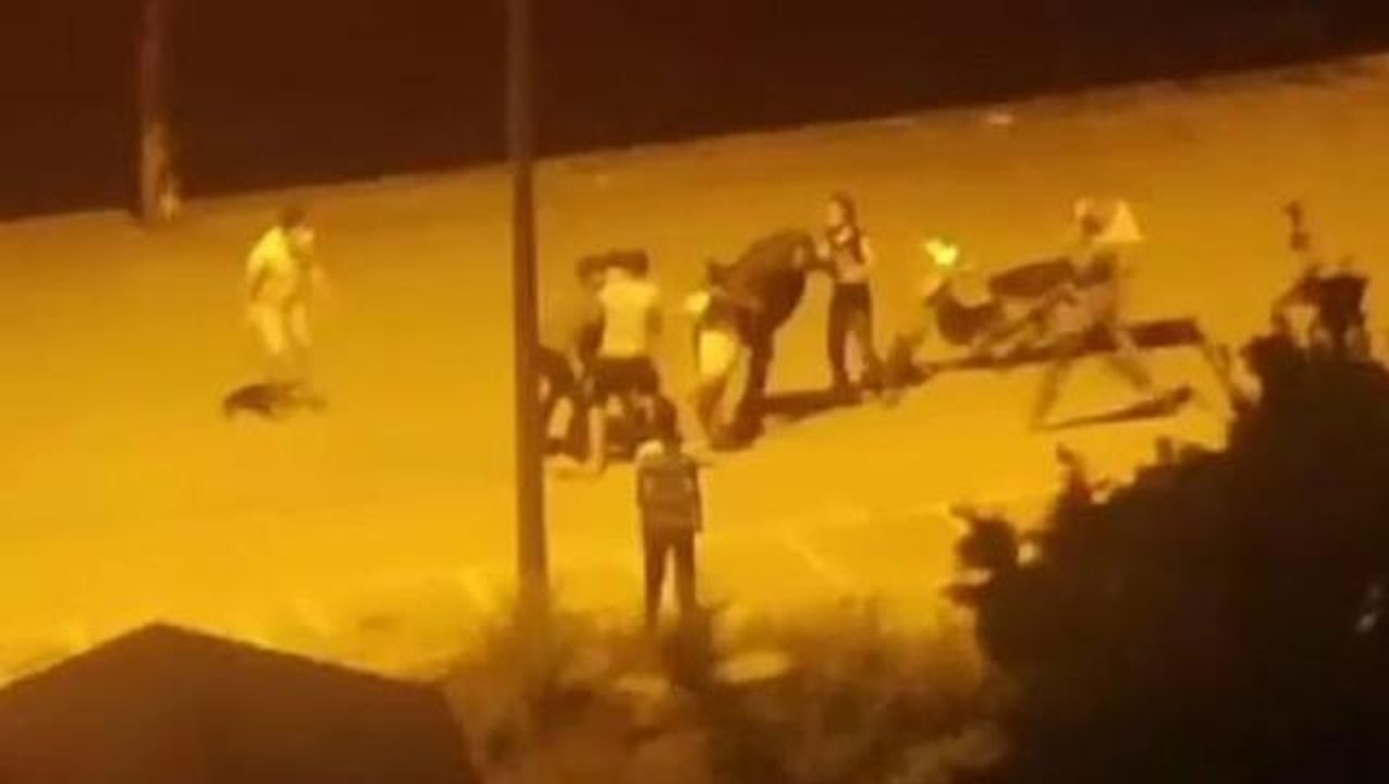 Bir grup genç sokak ortasında kavgaya tutuştu, görüntüleyen kişinin sözleri şaşkınlık yarattı