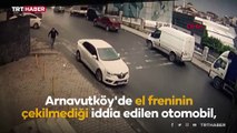 El freni çekilmeyen araç yokuş aşağı böyle kaydı