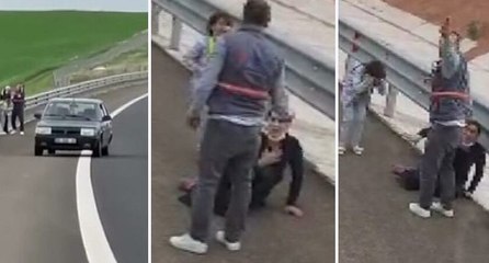 Otoyol kenarında kadına şiddet