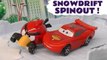 Hot Wheels Snowdrift Spinout with Disney Cars Lighting McQueen versus DC Comics Batman in this Funny Funlings Race Family Friendly Video for Kids by  Kid Friendly Family Channel Toy Trains 4U