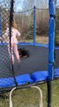 Toddler and Doggy Enjoy Trampoline Time Together