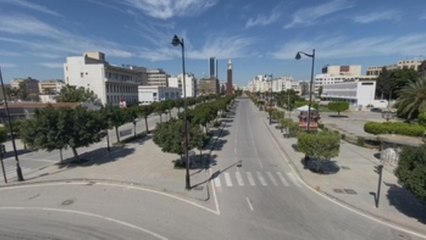 Calles vacías en Túnez por el estricto confinamiento decretado
