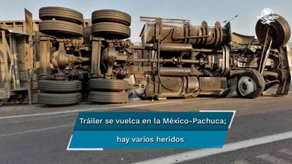 Volcadura de tráiler provoca cierre de la autopista México-Pachuca