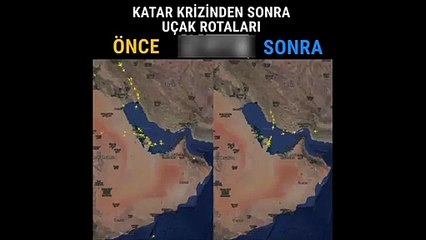 Katar kriziyle etkilenen uçak rotalarının öncesi ve sonrası