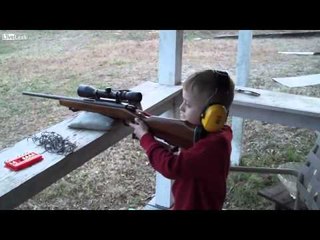 8 year old kid shooting a 308 rifle