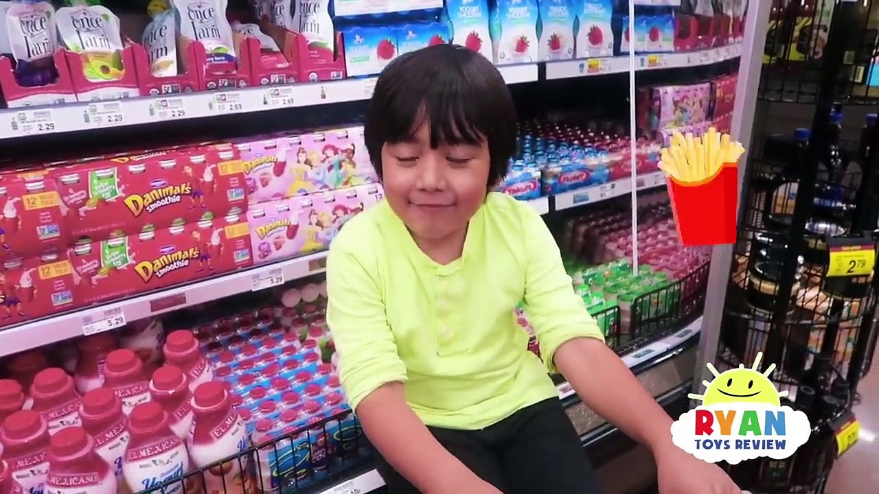 Ryan With Kids Size Shopping Cart Learn Healthy Food Choices!!!