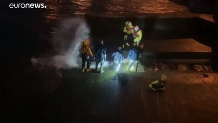 Operação de salvamento de uma baleia no Tamisa