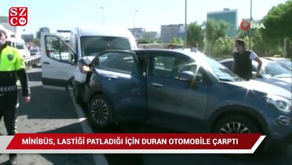 Tekerleği patlayan araca çarptı: 2 yaralı