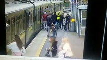 Una mujer cae a las vías del tren después de una cobarde agresión machista